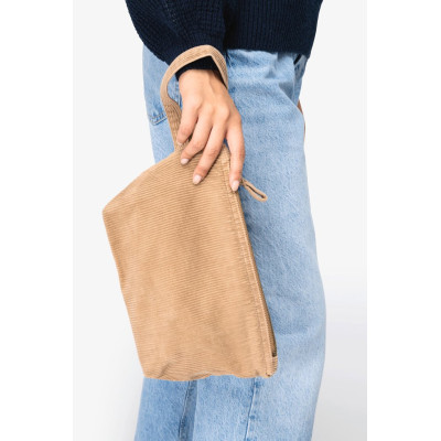 Eco-friendly corduroy washed effect pouch